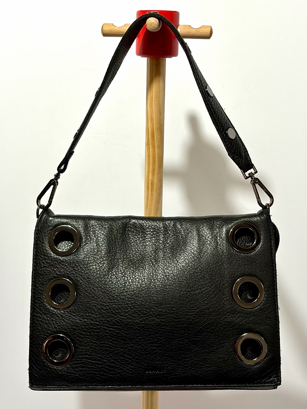 Hammitt Montana Clutch Large In Black Lugano Leather W/Gunmetal Hardware NWT